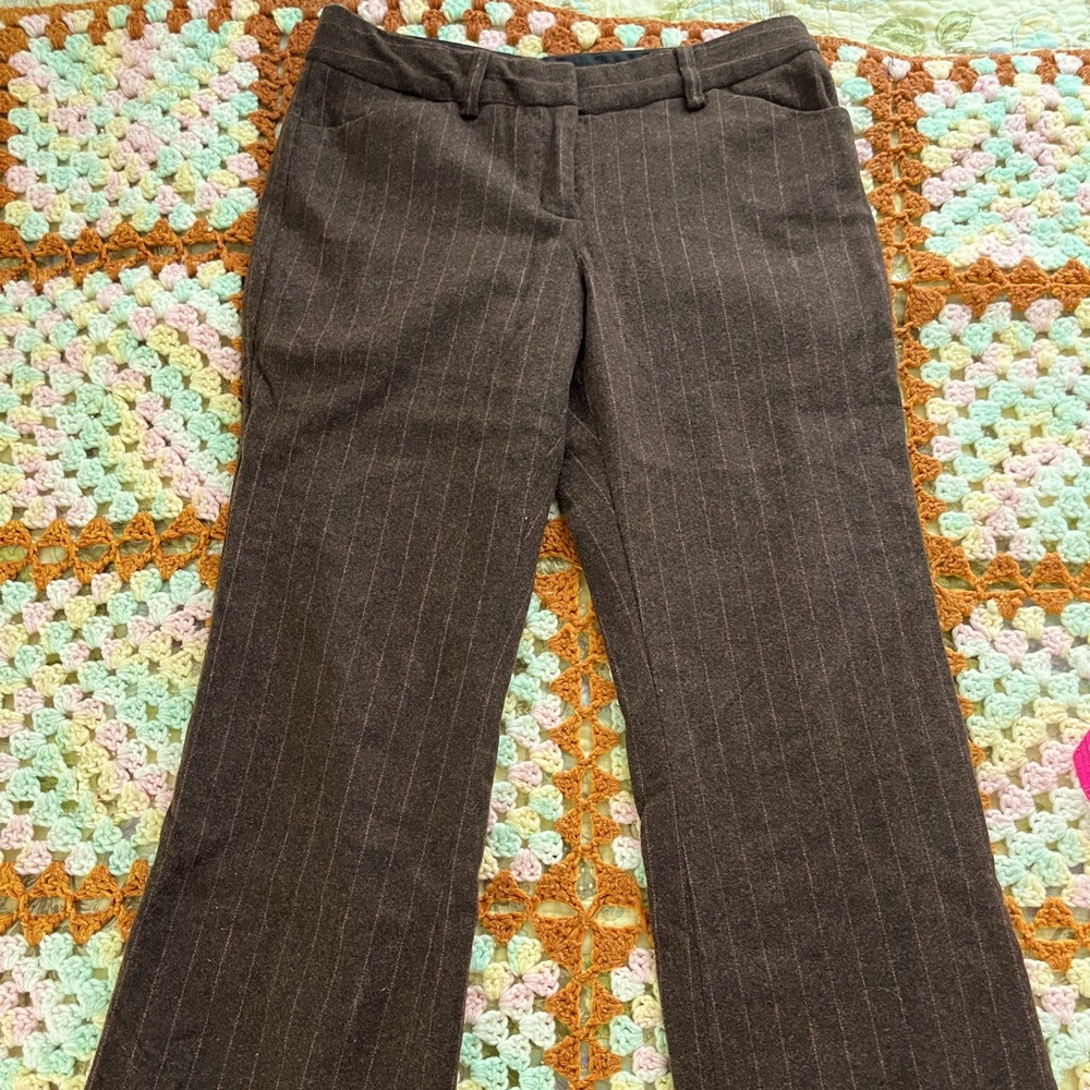Brown with pink stripes low rise flare pants